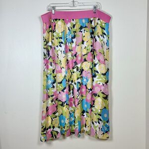 Ruby Rd Womens Floral Maxi Skirt 2X Elastic Waist Lined Flowy Garden Spring‎